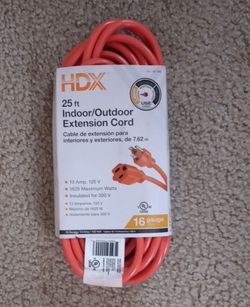 25ft. 16/3 Light Duty Indoor/Outdoor Extension Cord, Orange
