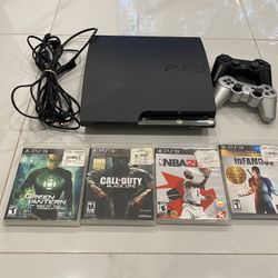 PS3 PlayStation 3 With Games, Controllers, And Cords