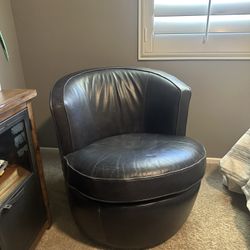 Dark Blue Leather Chair