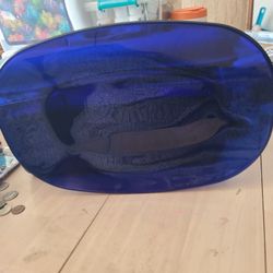 Rare 1970's Duralex Boenioli Rocco Cobalt Blue Platter Made In Paris 