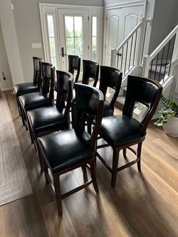 8 Frontgate Leather Counter Height Bar Stools