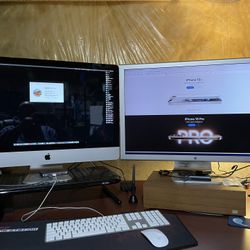 iMac 27 inch 3.4 GHz Intel core i 7 24 gigs of RAM 30 inch cinema display 1.5 SSD hard drive 2 terabyte western digital external drive