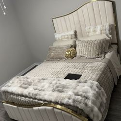 CREAM & GOLD wave bed 🛏️  Fast Delivery 🚚 📦 
