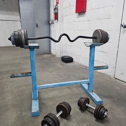 Home Gym Standard Combo w Rack: 110lbs / EZ Curl / Rack
