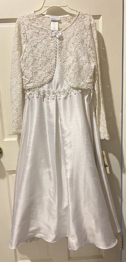 Bonnie Jean White Dress Formal Wear for Girls Size 14 1/2