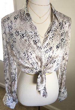 Silk Snake Print Long Sleeve Blouse