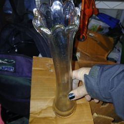 Vase Vintage Crystal Swung  1950's Vase  12 To 13 Inches Tall