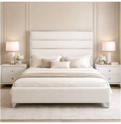 White leather bed frame bought for $1000