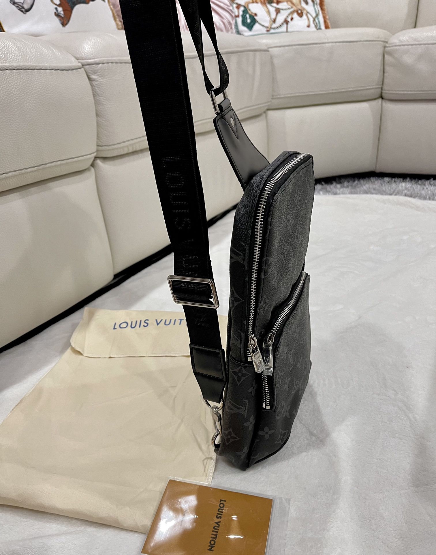 Louis Vuitton Chalk Sling Bag Monogram Shadow Khaki in Calfskin with  Black-tone - US