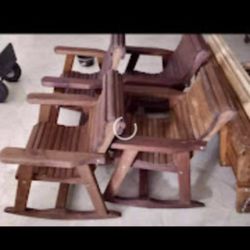 4 Solid Pressure Treated Wood Rocking Chairs