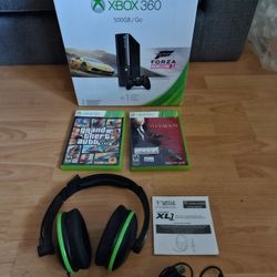 Xbox 360 Bundle, 500GB Console, Controller, Headset, 2 Games