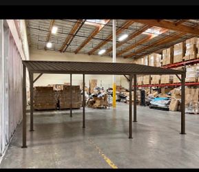 New 12'×20' Outdoor Lean To Metal Gazebo Shade Pergola for Deck Porch Patio