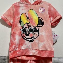 Disney Junior Minnie Mouse Ears Hoodie Set. Color pink size 2T/3T/4T