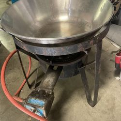 Burner With Stainless Steel Fryer Wok