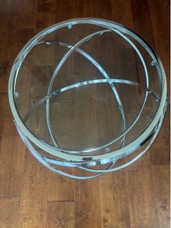 Contemporary Chrome and Glass top small table