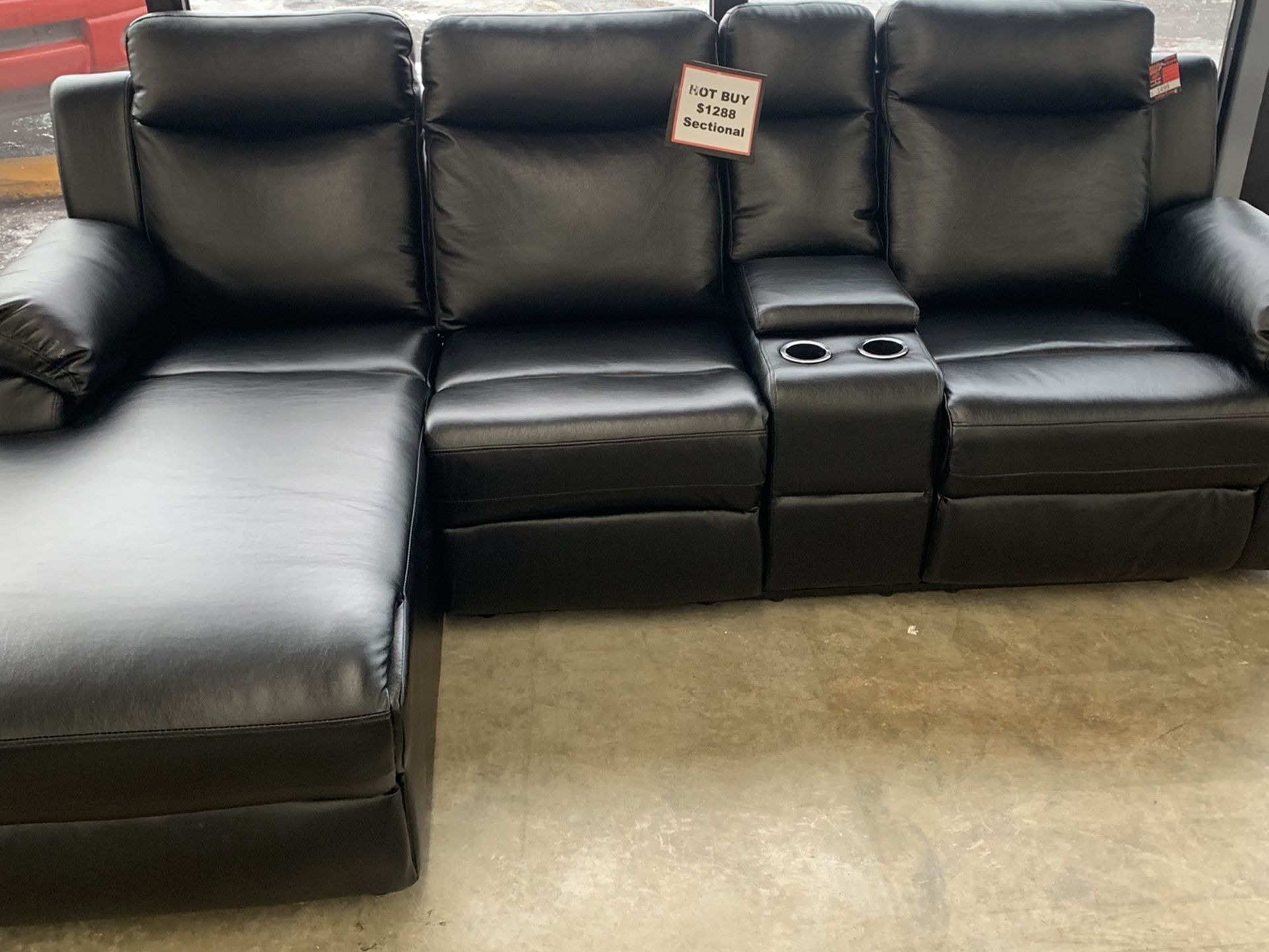 All Black Mini Reclining Sectional On Sale Now!