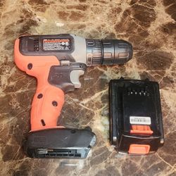 Black N Decker 20v Lithium Ion Cordless Drill - Batrery N Drill Only, No Charger