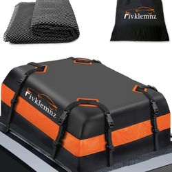 15 Cubic Rooftop Cargo Carrier, Waterproof Soft Car Roof Rack Cargo Bag with Anti-Slip Mat + 8 Reinforced Straps + 4 Door Hooks, Suitable for All Vehi