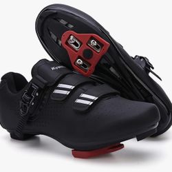 Mens Womens Cycling Shoes Compatible with Pelaton Bike Shoes Road Bike Shoes Riding Bicycle Pre-Installed with Delta Cleats Clip Indoor Outdoor Pedal 