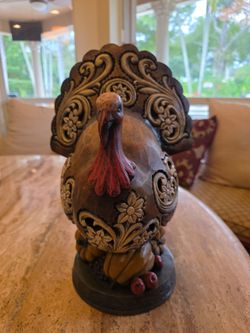 Hobby Lobby Turkey Figurine Carved Wood Look Resin Thanksgiving Fall Centerpiece