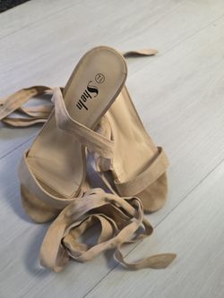 Beigh open toe sandal ankle wrap