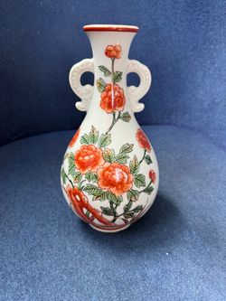 Andrea by Sadek Hand painted floral vase.  8.5 high