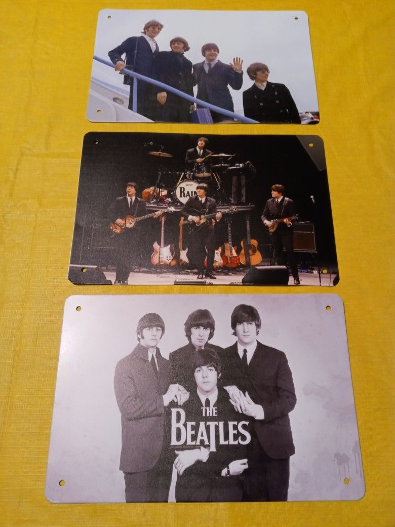 3 Beatles Metal Tin Signs