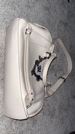 Steve Madden White Leather Handbag with Chain Detail