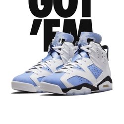 Jordan UNC 6 North Carolina Blue SIZE 11