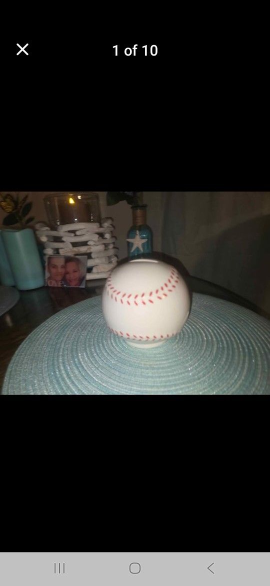 Tiffany Porcelain Baseball Piggy Bank