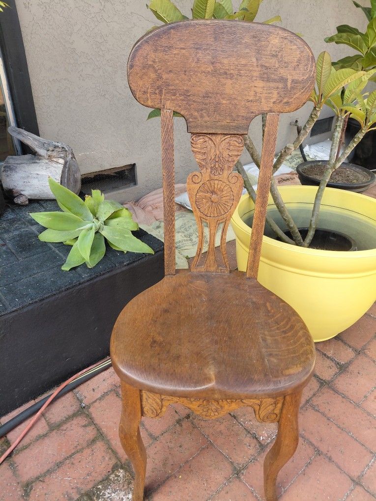 Small Solid Wood Carved Accent Chair