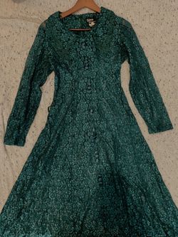 green emerald velvet dress PRIMARY FLORAL VINTAGE DAWN JOY FASHIONS DRESS – Keely main image 1