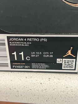 Youth Jordan 4 Retro - Black & White