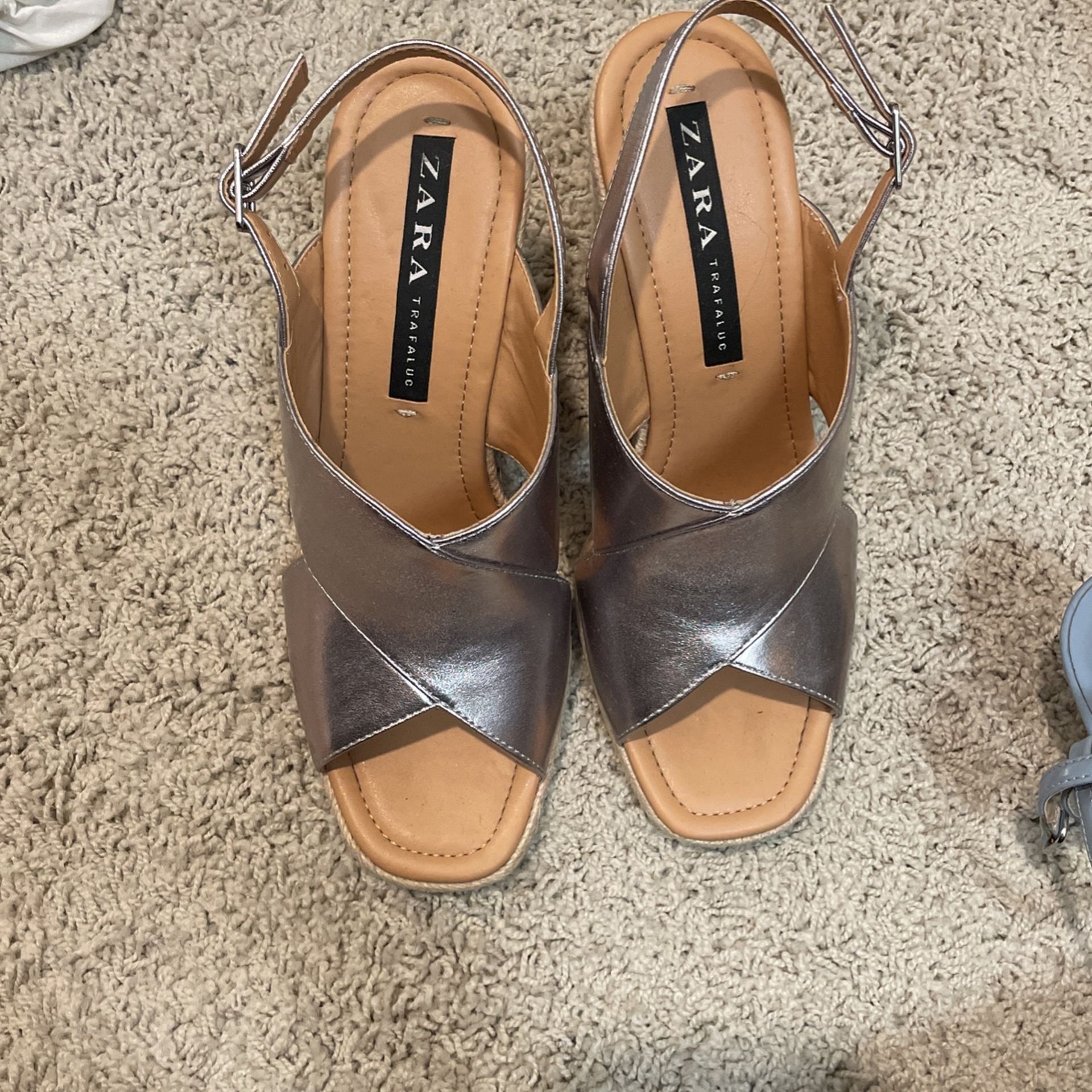 Zara Silver Wedges