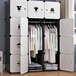 Portable Cartoon Clothes Closet DIY Modular Storage Organizer, Sturdy and Safe Wardrobe for Children and Kids