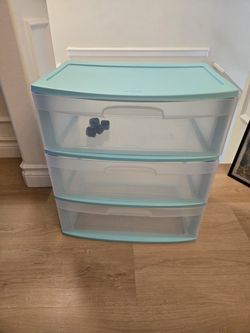 Rolling plastic storage drawers