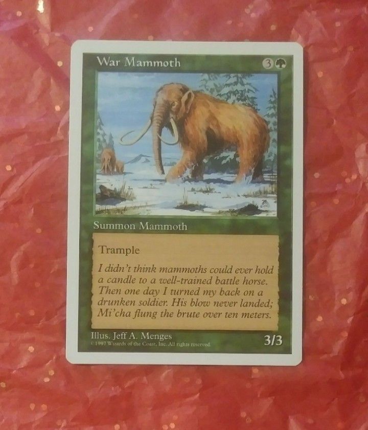 1997 MTG War Mammoth Summon Trample Jeff A. Menges Vintage Magic The Gathering Card Game Wizards Of The Coast Collectible