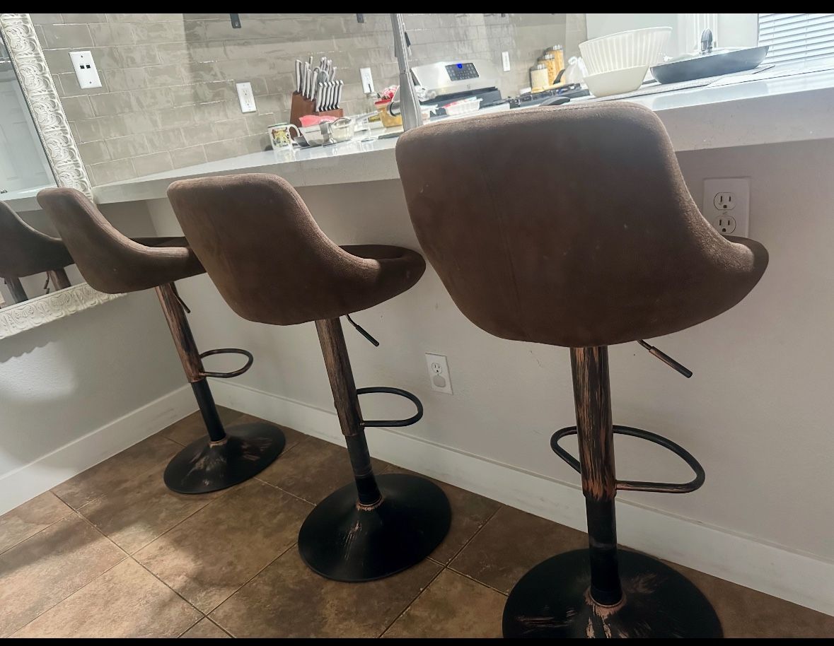 Suede Chocolate Brown Stools 