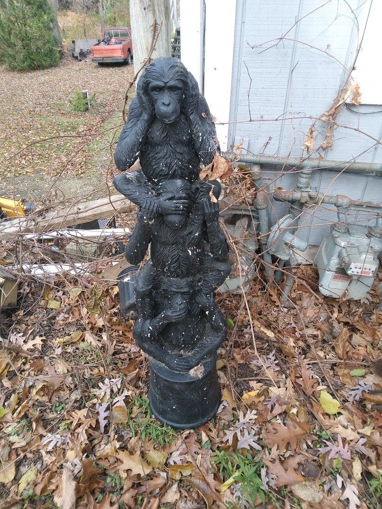 FOUR FOOT TALL HEAR NO EVIL, SPEAK NO EVIL, SEE NO EVIL STATUE