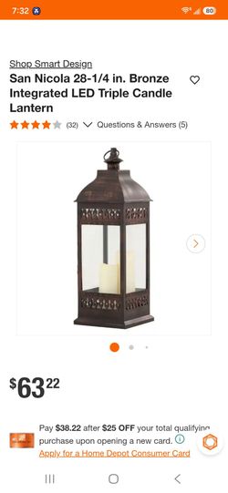 San Nicola 28-1/4 in. Bronze Integrated LED Triple Candle Lantern