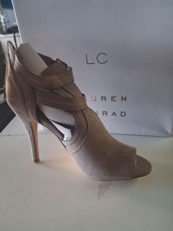 LC Lauren Conrad Suede Peep-Toe Heels