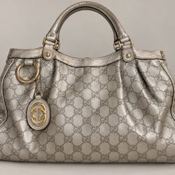 Gucci Silver GG Monogram Tote Bag – Vintage Style