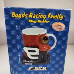 DALE EARNHARDT JR BOYD'S BEAR NASCAR RACING MUG HOLDER WITH COFFEE MUG FIGURINE 
