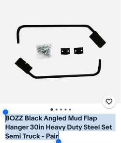 BOZZ Black Angled Mud Flap Hanger 30in Heavy Duty Steel Set Semi Truck - Pair