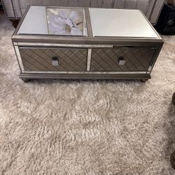 Mirrored Coffee Table With Storage Drawers 