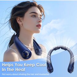 Portable Neck Fan with Neck Support, 5 Speeds, Lightweight, Rechargeable Personal Hands Free Wearable Neck Fans that Blow Cold Air for Hot Flashes, Di