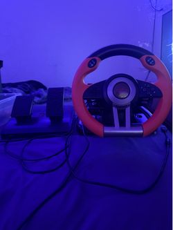 PXN Racing Wheel Wired USB Controller w/ Foot Pedals for PC Black/Orange