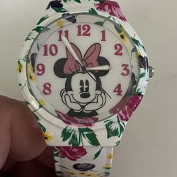 NM MZB CUFF MINNIE MOUSE DISNEY FLORAL BRACELET WATCH STYLE FOR WOMEN -WORKING