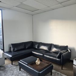 2-pc Top Grain Leather Sectional With a Chaise- Jollene 