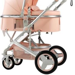 Pink. Petit B612 Luxury Baby Stroller 2 Or 1 With Bassinet Mode Foldable Infant Stroller.  